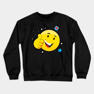 Emote Smile Thumbs Up Emoticon Funny Face Crewneck Sweatshirt
